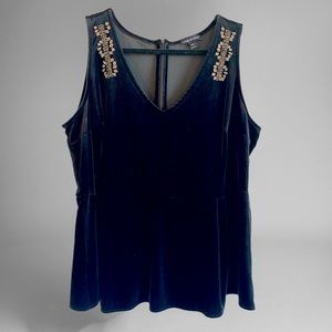 Black Velvet Peplum Beaded Top